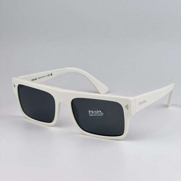 NEW Prada PRA10S 17K07T White Blue Vintage Rectangle Unisex Sunglasses PR A10S - Picture 6 of 11